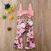 AU Princess Kids Baby Girl Crop Vest TopFlower Pants Bell-bottoms Outfits Set
