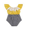 AU Stock Baby Girl Plaid Lace Splicing Playsuit Fly Sleeve Tassel Outfit Romper