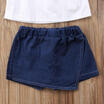 Toddler Kids Girls Flower Strap Tops Blosue Denim Shorts Outfits Clothes Set