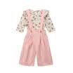 Newborn Kids Baby Girl Floral Ruffle Tops Pink Bib Strap Pants Outfits Clothes