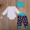 US SHIP 3PCs Clothes Newborn Infant Baby Boys Girl Romper Tops Pants Hat Clothes