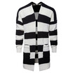 AOWOFS Cardigan Jacket Mens European&American Tide Long Black&White Stripe Sweater Sweater YM018