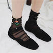Fashion Women Ruffle Pearl Ankle High Socks Flower Lace Fish Net Short Socks