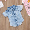Infant Toddler Baby Boys Short Sleeve Denim Shirts Kids Tops Jean Clothes 2-7Y