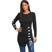Lace Up Long Sleeve Two Tone Dress