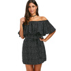 Flounce Off The Shoulder Belted Dress