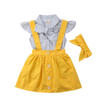 UK Toddler Kids Baby Girl Bowtie Ruffle Top Mini Skirt Dress Outfits Set Clothes