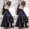 Vintage Women Stretch High Waist Belt Flared Pleated Swing Long Maxi Skirt Dress