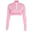 Women Turtle Neck Crop Tops Long Sleeve Plain Polo Short Stretch T- Shirts lot