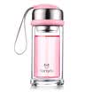 Bangda with double-layer glass filter cup tea cup children&39s portable transparent tea cup pink 220ml