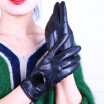 2018 female winter thick warm leather gloves plus velvet sheepskin outdoor rabbit hair ball work gloves female outdoor bike discou