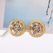 Hot New Gem Stone Rhinestone Vintage Clip Earrings For Women Jewelry Metal Flower Antique golden Plated brincos bijoux