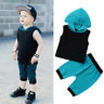 Cotton Newborn Kids Baby Boys Girls Hooded Tops T-Shirt Pants Outfits Set 0-24M