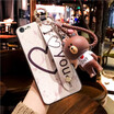 For iPhone 7 Phone Cases 2018 new Arrival Fashion Covers Soft TPU With Wristband Kickstand Hand rope Small Bear case