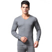 Seven wolves autumn clothing long trousers mens cotton thermal underwear set V-neck winter mens thin section bottoming cotton sweater 98146 light gray 3XL