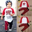 Christmas Newborn Kids Baby Boys Girls Tops T-shirt Plaids Pants Outfits Clothes