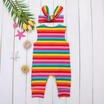 Newborn Baby Girls Sleeveless Rainbow Romper Jumpsuit Cotton ClothesHeadband