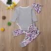 Newborn Baby Girls 3PCS Clothes Romper Jumpsuit Bodysuit Long Pants Hat Outfits