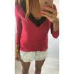 Womens Sexy Long Sleeve Lace Loose Blouse Casual Shirt Summer Tops T-Shirt WRB