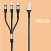 NeillieN One tow three data lines nylon braid three in one data lines three multifunctional synchronous charging wire data line