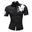 Mens Slim Fit Flower Short Sleeve Shirt Blouse Summer Casual Beach Tops Shirts
