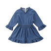Trendy Toddler Baby Girl Long Sleeve Princess Denim Ruffled Dress One-piece Cute