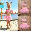 Kids Girl Children Flower Swimmable Swimsuit Tankini Bikini Set Costume Swimwear