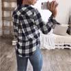 Womens Check Shirt Long Sleeve Plaid Check Autumn Loose Sweatshirt Lapel Coat