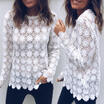 Women Fashion Lace T Shirt Long Sleeve Patchwork Slim Blouse Ladies Casual Tops