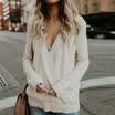 New Womens Long Sleeve V Neck Loose Knitted Sweater Ladies Casual Jumper Tops