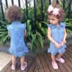 UK Toddler Kids Baby Girls Denim Shirt Ruffle Sleeveless Dress Sundress Clothes
