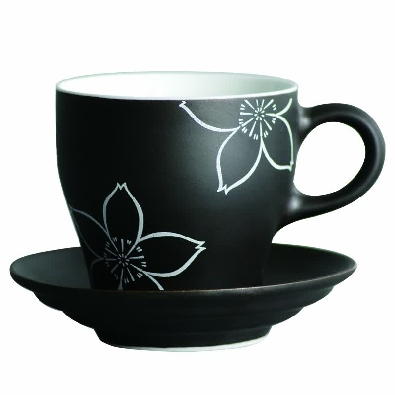 Guibao Moxie Cup Sakura Series Diet Simple Coffee Cup Couple Water Cup Office Milk Cup - Black