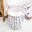 Shengnishangpin Simple cotton&linen clothes storage baskets Home dirty clothes Laundry basket round