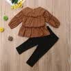 Canis 2PCS Toddler Kids Girls Pleated Blouse TopsLeggings Outfits Clothes Set
