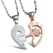 2pcs Half Heart Couple Pendant Necklace Classic Jewelry Men Women Lover Gift