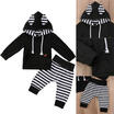 UK Stock Newborn Baby Boy Girl Striped Hooded Tops Pants 2Pcs Outfit Set Clothes