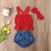 Toddler Baby Kids Girl Skirts TopsDenim Shorts Sunsuit 2pcs Outfits Set Clothes