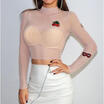 Women Summer See-Through Mesh T-shirt Top Long Sleeve Blouse Sex Slim Clothes UK