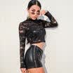 Fashion Women T-Shirts Shiny Mesh Yarn Round Neck Shirt Blouses Tops Party