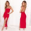 UK Women Holiday V Neck Bodycon Front Split Ladies Party Summer Beach Midi Dress