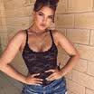UK Strappy Plunge V Neck Full Lace Cross Bodycon Bodysuit Women Top New Lingerie