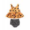 Halloween Newborn Baby Girls Print Vest Top Dress Plaid Pants Outfit Set Clothes