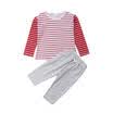 Fall Toddler Baby Boys Girls Striped Top T-shirt Solid Pants Outfit Clothes 2-7Y