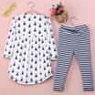 2Pcs Baby Girls Bunny Print Blouse DressLeggings Pants Set Kids Clothes Outfits