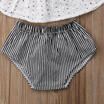 UK Newborn Baby Girls Lace Off Shoulder Top Stripe Shorts 3Pcs Outfits Sunsuit
