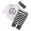 3Pcs Newborn Baby Girl Outfit Clothes Romper Jumpsuit Bodysuit Pants Headband UK