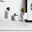 IndoorGarden Iron Wire Metal Rack Ceramic Succulent Plant Pot Cactus Holder
