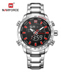 NAVIFORCE Luxury Dual Display Digital Quartz Men Watch Stainless Steel Luminous Sports Watch Chronograph Water-Proof Man Clock G