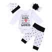 Newborn Baby Girls Cotton Tops Romper Pants Pants Hat Headband Outfits 4Pcs Set