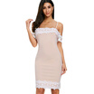 Lace Insert Cold Shoulder Mini Bodycon Dress